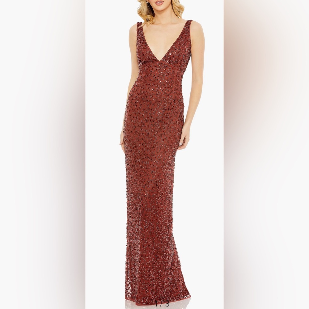 Mac Duggal Sequin Beaded Princess Seam Gown